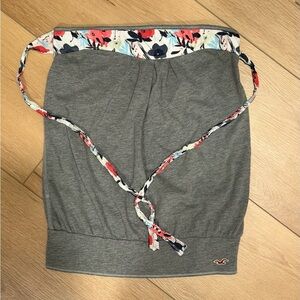 Hollister Gray Convertible Halter Tube Top Floral Trim Size Small
